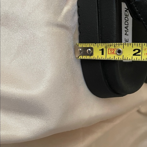 Steve Madden Black Sandals with Gold Accents - Picture 10 of 16